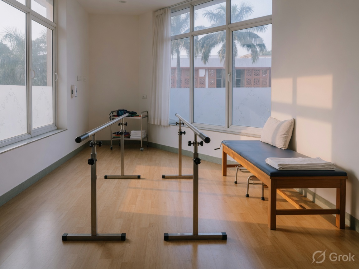 Orthopedic rehabilitation studio with parallel bars